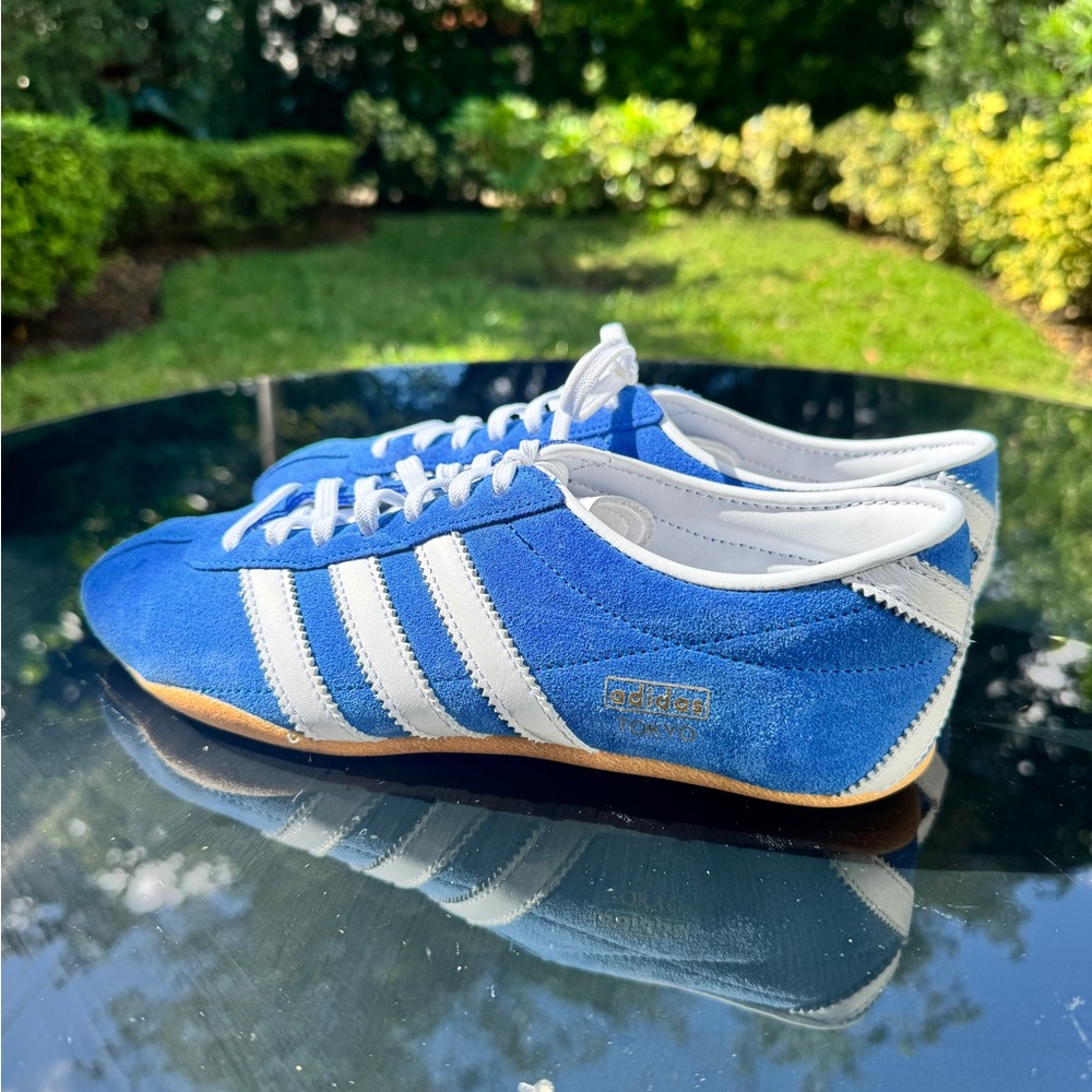 Adidas Tokyo Blue and White Suede Sneakers